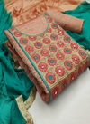 Latest Collection Of Moodal Chanderi Checks Having Embroidery Work with Diamond Work and Heavy Narzlin Four Sided Border Lace Dupatta